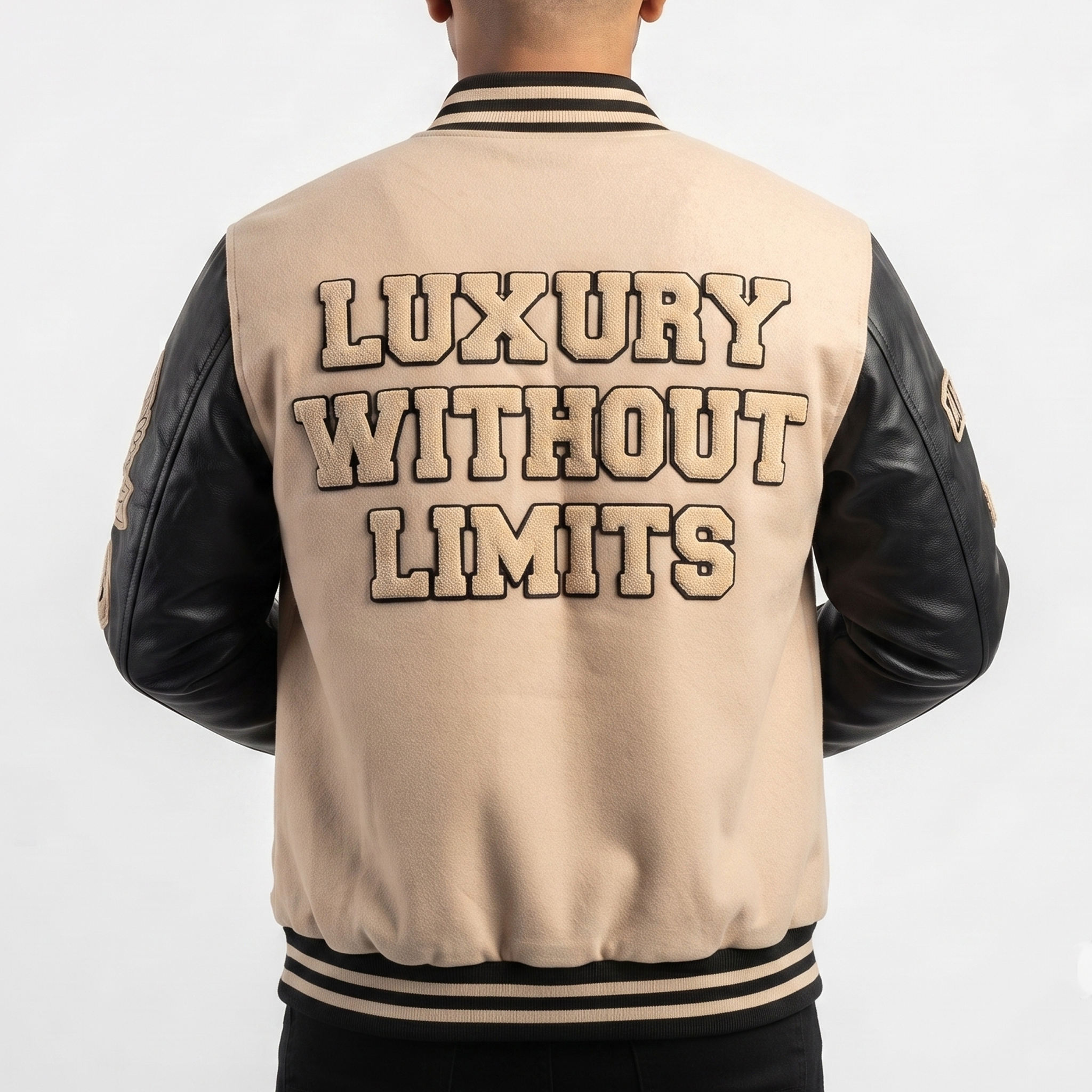 Power Punch Men's Classic Winter Varsity Bomber Jacket with Custom Chenille Angle 2