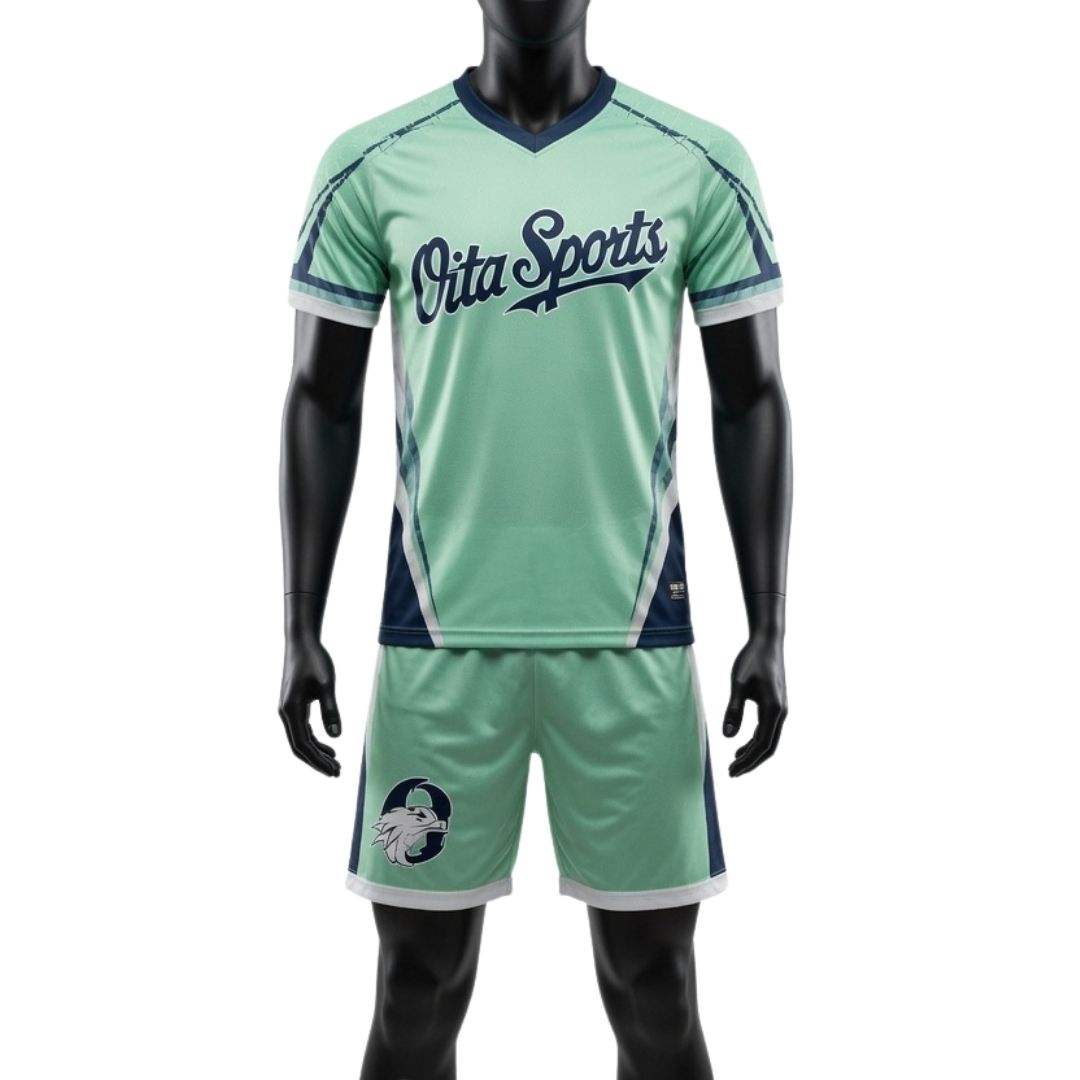 Power Punch Unisex Mint Green Navy Sublimated Lacrosse Uniform Set Lightweight Polyester Revers