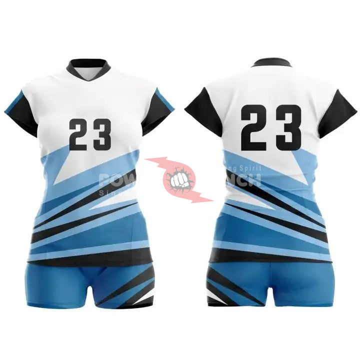 Power Punch Women Volleyball Uniform Set V-neck Short Sleeve Sublimated Breathable Fitted Jerse