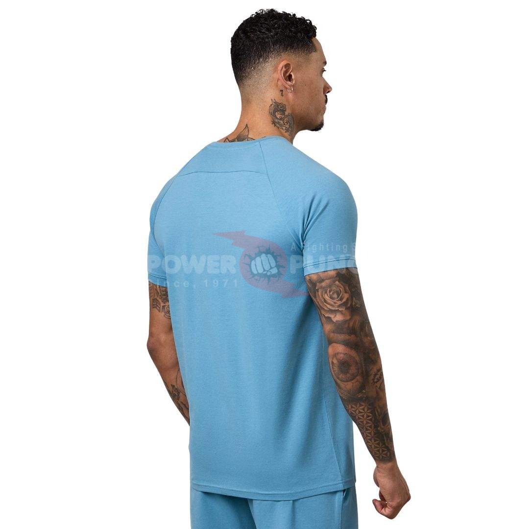 Power Punch Mens for Blue Performance Crew Neck T Shirt Short Sleeve Lightweight Breathable Eco - Angle 2