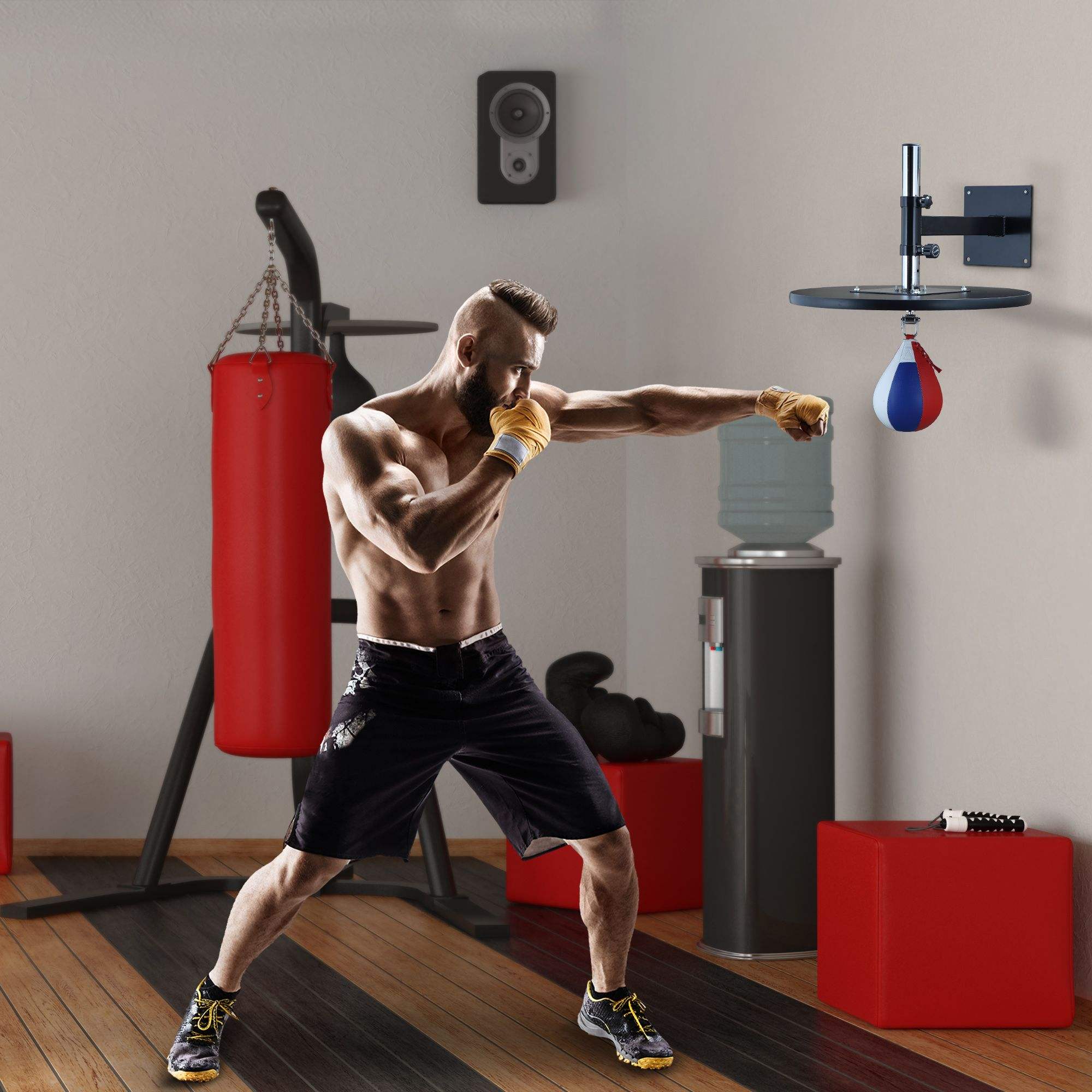 Power Punch Adjustable Wall-Mounted Speed Bag Platform for Boxing &amp; MMA