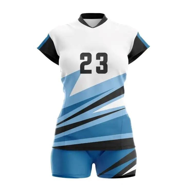 Power Punch Women Volleyball Uniform Set V-neck Short Sleeve Sublimated Breathable Fitted Jerse - Angle 2