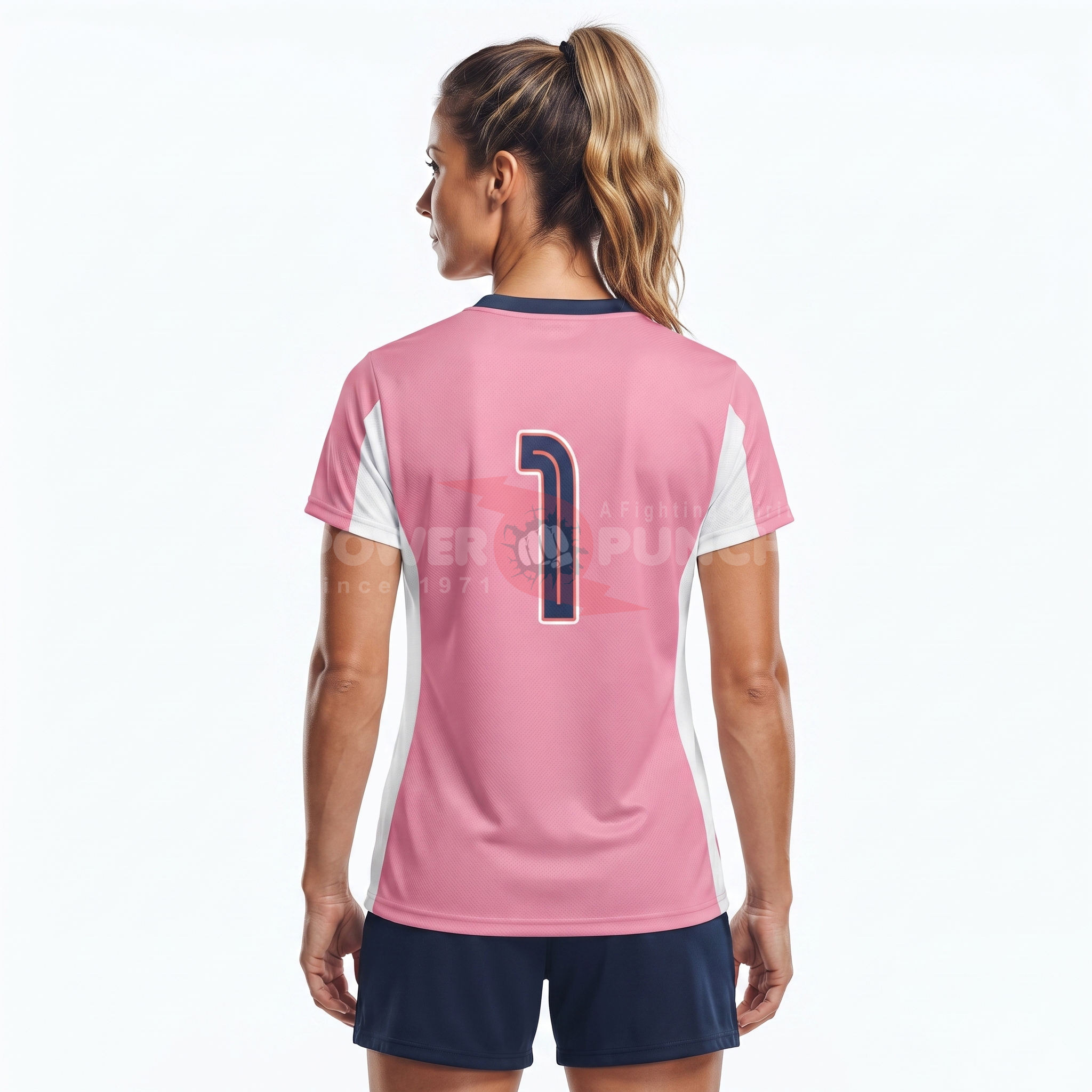 Power Punch Premium Quality Women x27 s Lacrosse Jersey Printed Plus Size V-Neck Short Sleeve 1 - Angle 2
