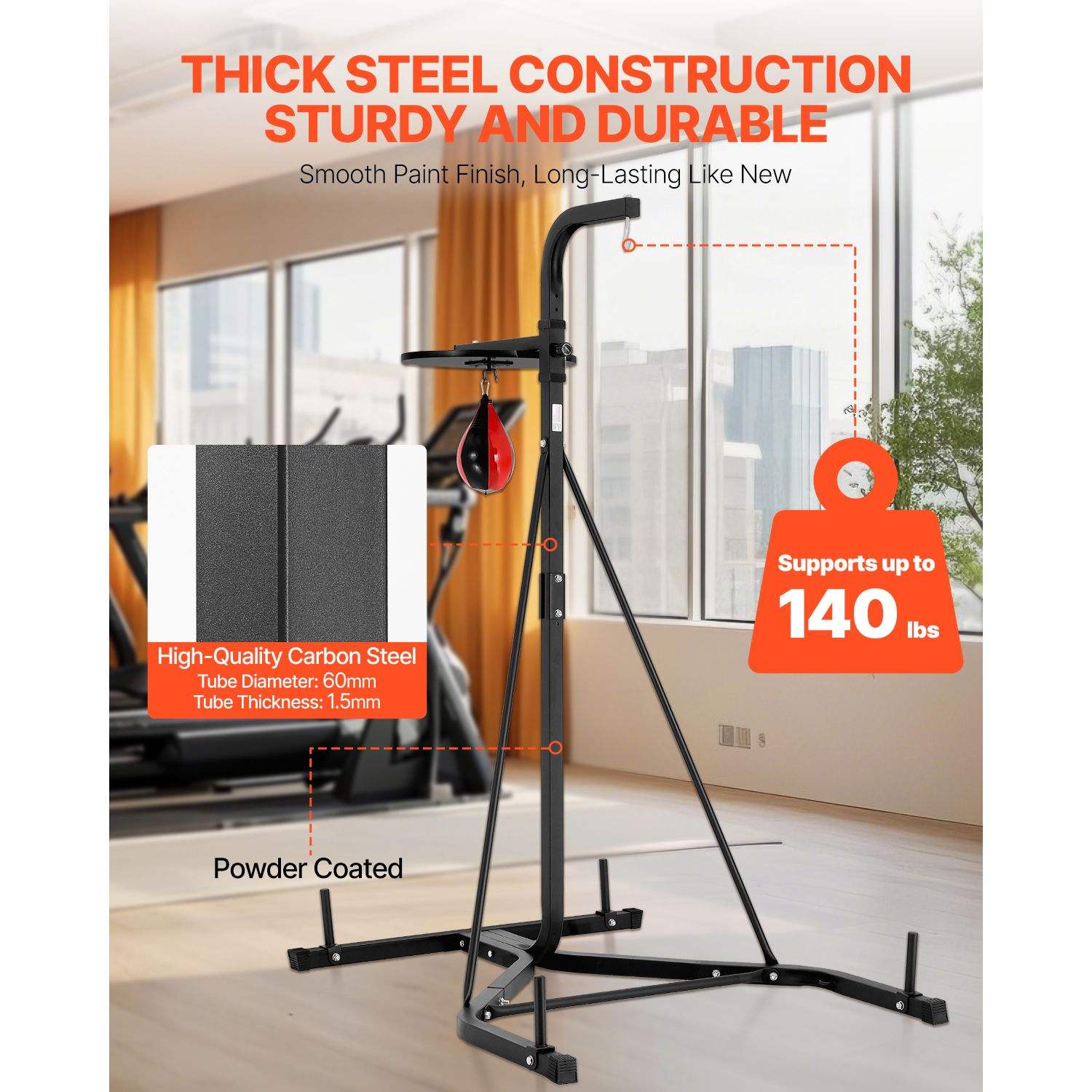 Power Punch 2 in 1 Heavy-Duty Steel Punching Bag Stand Adjustable Height Boxing Angle 4