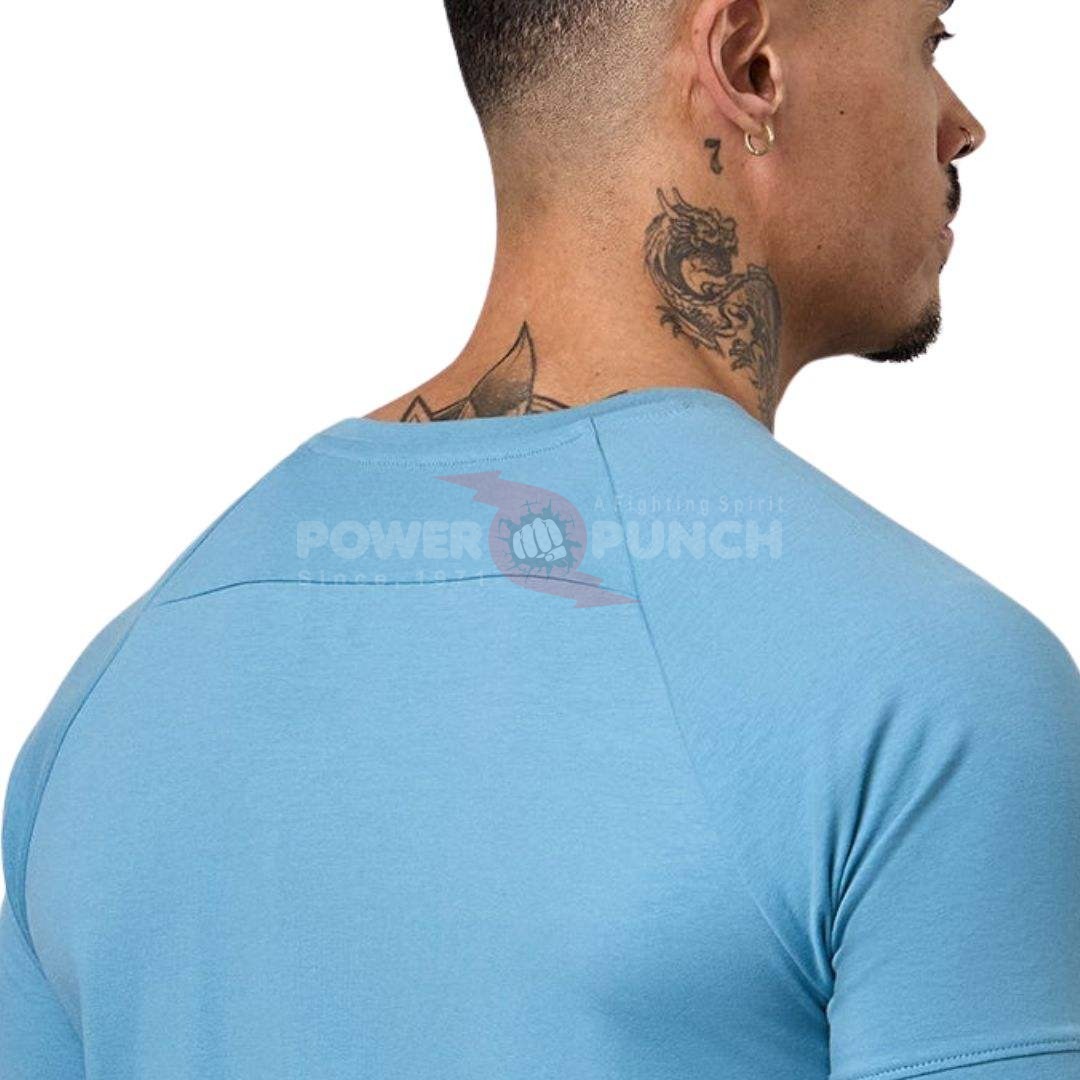 Power Punch Mens for Blue Performance Crew Neck T Shirt Short Sleeve Lightweight Breathable Eco - Angle 5