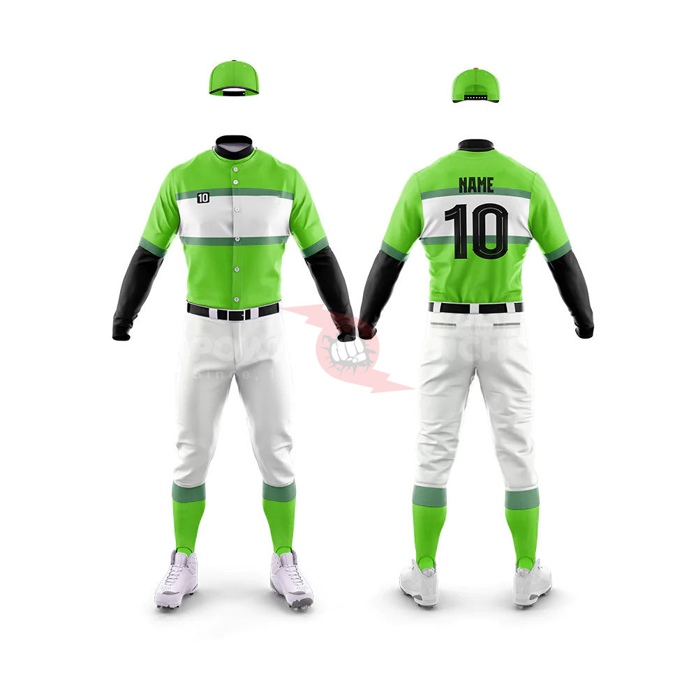 Power Punch Wholesale Custom Heat Transfer Baseball Uniforms with Short Sleeve Breathable Fabri - Angle 4