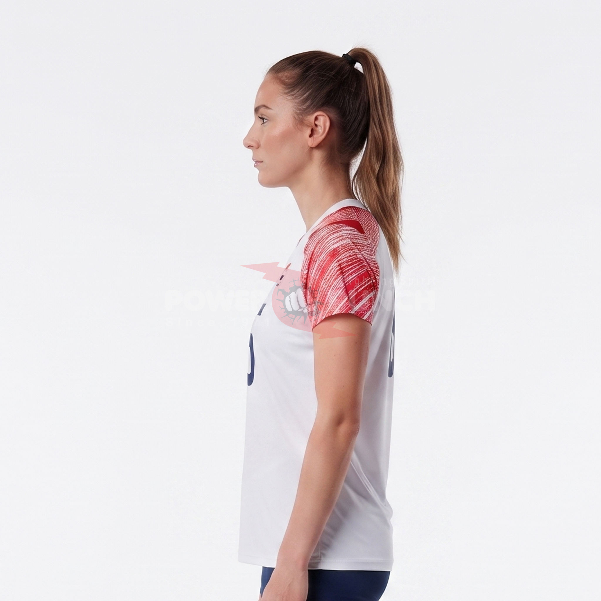 Power Punch Women x27 s Sublimated Volleyball Jersey Short Sleeve Crew Neck Volleyball Tee Shir - Angle 3