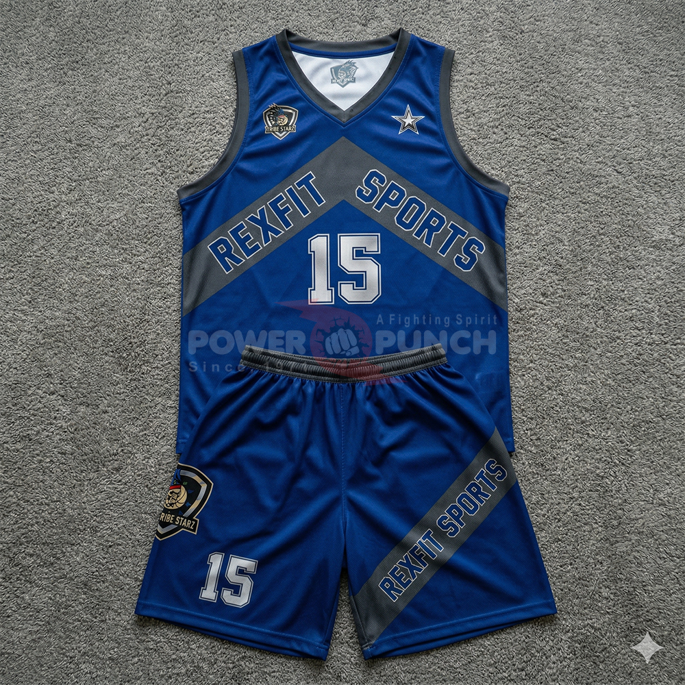 Power Punch Rexfit Blue Custom Basketball Jerseys Personalized Printed Men Women Youth Team Uni - Angle 2