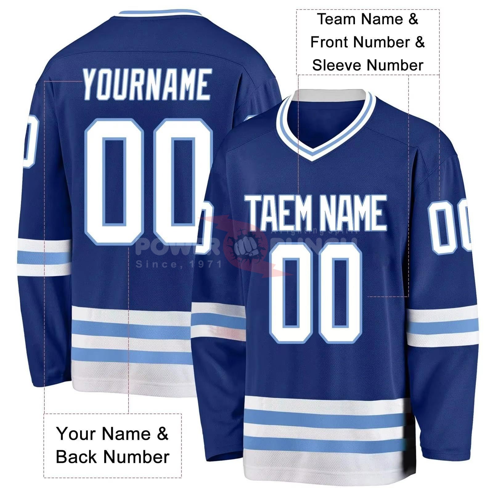 Power Punch Men x27 s Adults Custom Made High Quality Ice Hockey Jersey 100 Polyester Mesh Fabr - Angle 5
