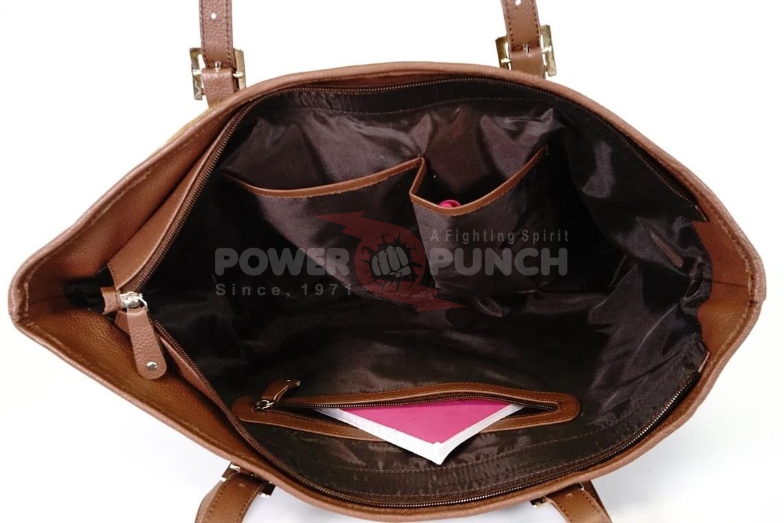 Power Punch Cow Hair on Handbag Punching Women's Tote Bags With Shoulder Strap Angle 4