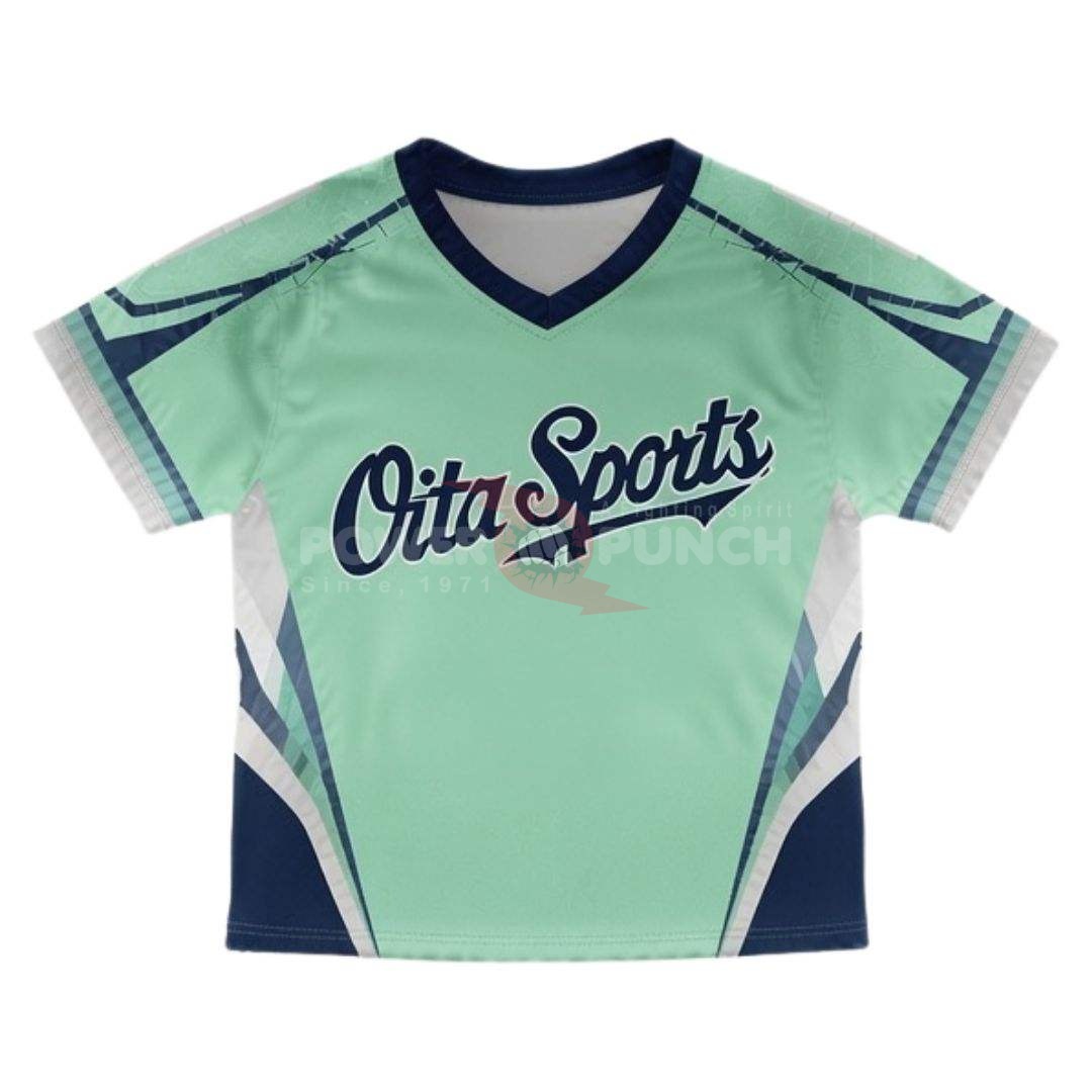 Power Punch Unisex Mint Green Navy Sublimated Lacrosse Uniform Set Lightweight Polyester Revers - Angle 3