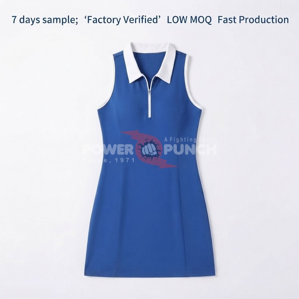 Power Punch New Women x27 s Golf Polo Dress Tennis Sleeveless Zip up Lightweight Quick Dry Mois - Angle 3