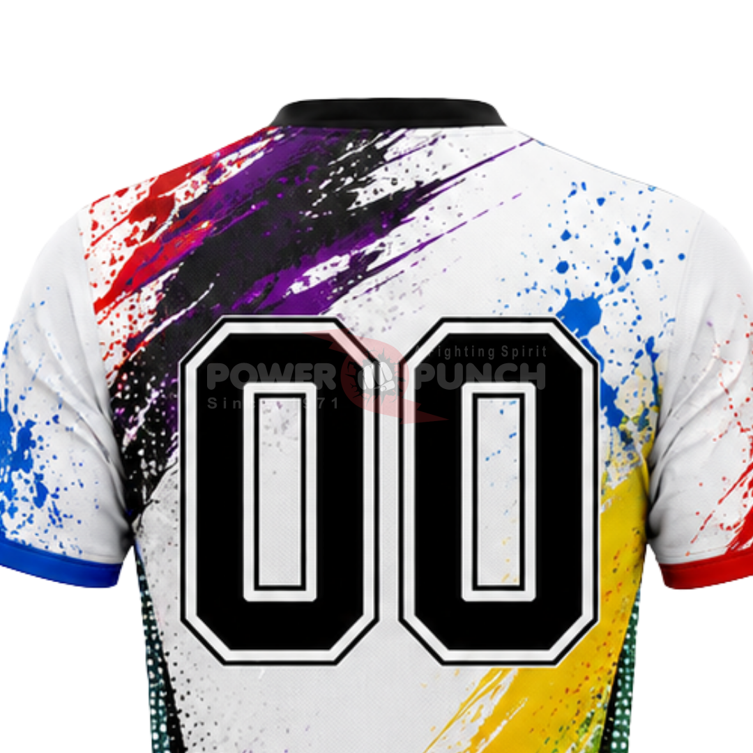Power Punch Red White Sublimated Volleyball Jersey And Shorts Uniform Full Sleeve Team Sports A - Angle 5