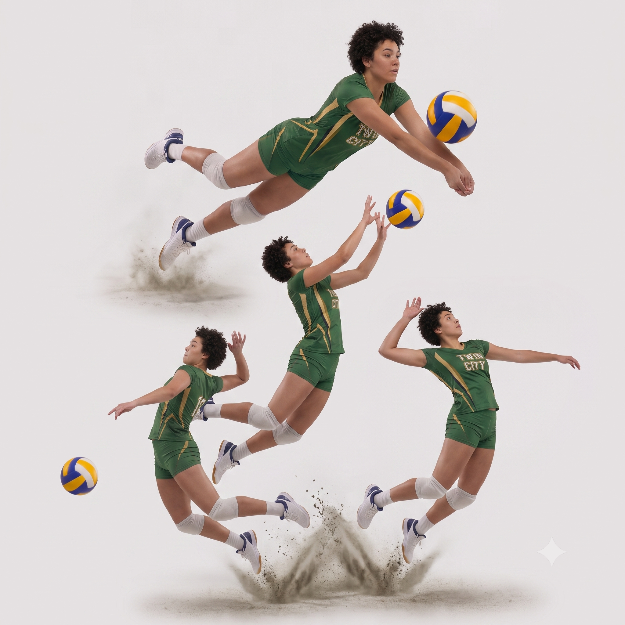 Power Punch Women x27 s Green Volleyball Uniform With Gold Trim Breathable Polyester Team Jerse - Angle 2