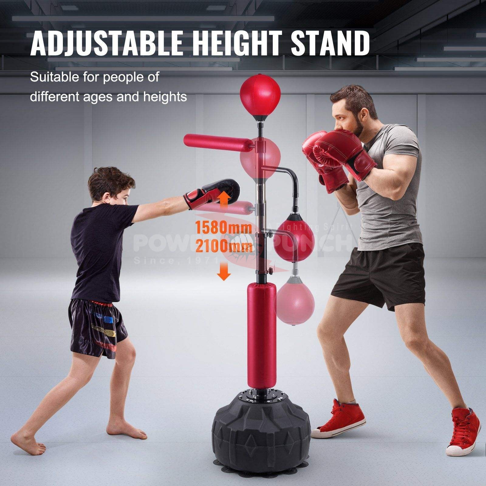 Power Punch Height Adjustable Free Standing Speed Trainer Bag Set for Teens Adults Angle 3