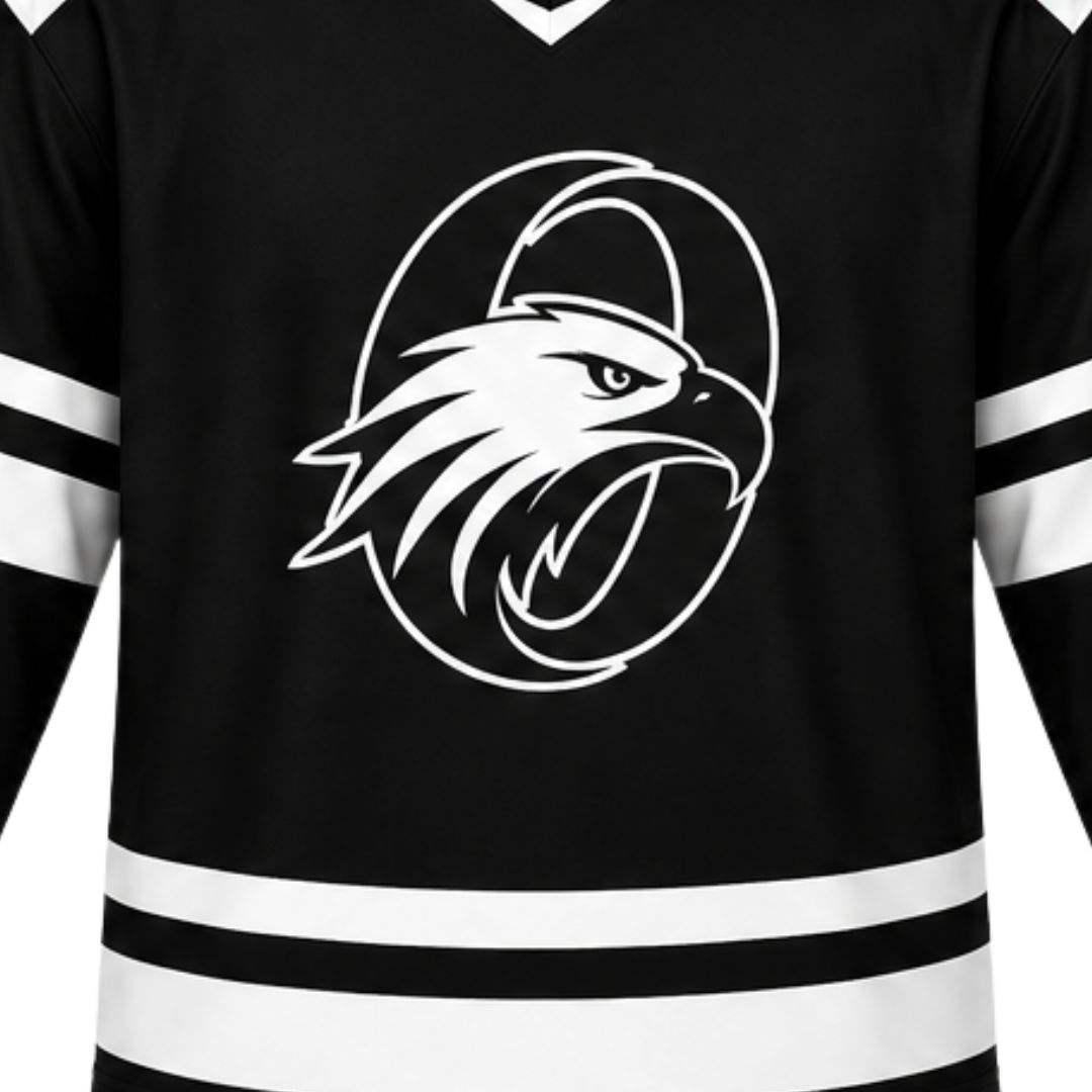 Power Punch Black White Ice Hockey Set Sublimation Jersey and Shorts Long Sleeve Team Sports Un - Angle 5