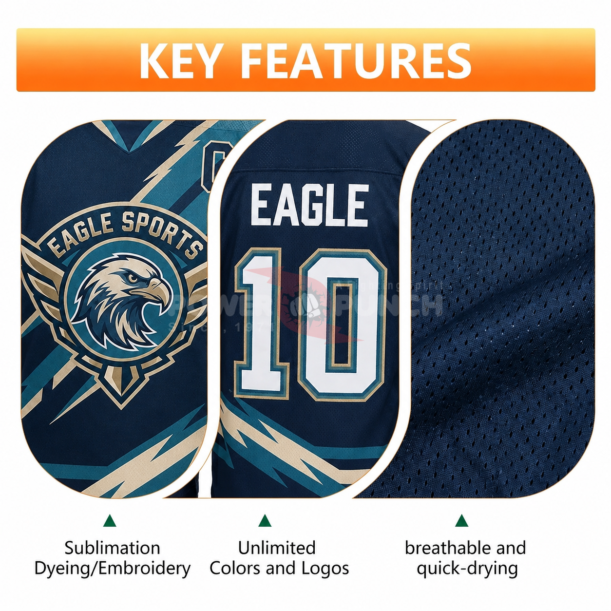 Power Punch Best Selling High Quality Breathable Adult Ice Hockey Jersey with Custom Sublimatio - Angle 3