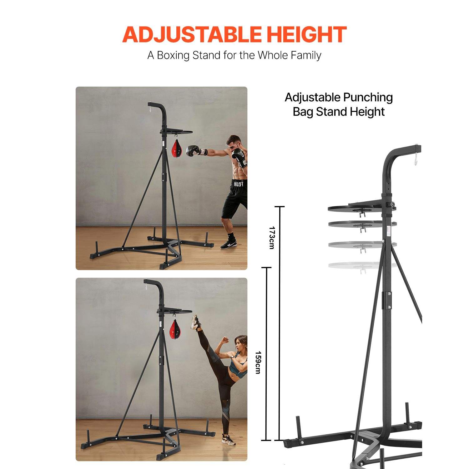 Power Punch 2 in 1 Heavy-Duty Steel Punching Bag Stand Adjustable Height Boxing Angle 3
