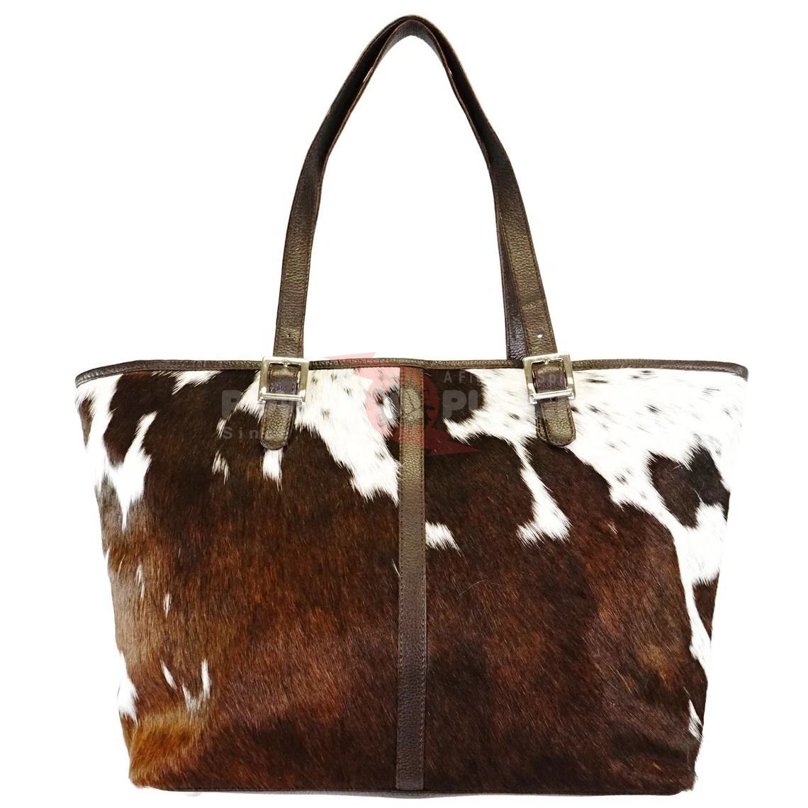 Power Punch Cow Hair on Handbag Punching Women's Tote Bags With Shoulder Strap Angle 5
