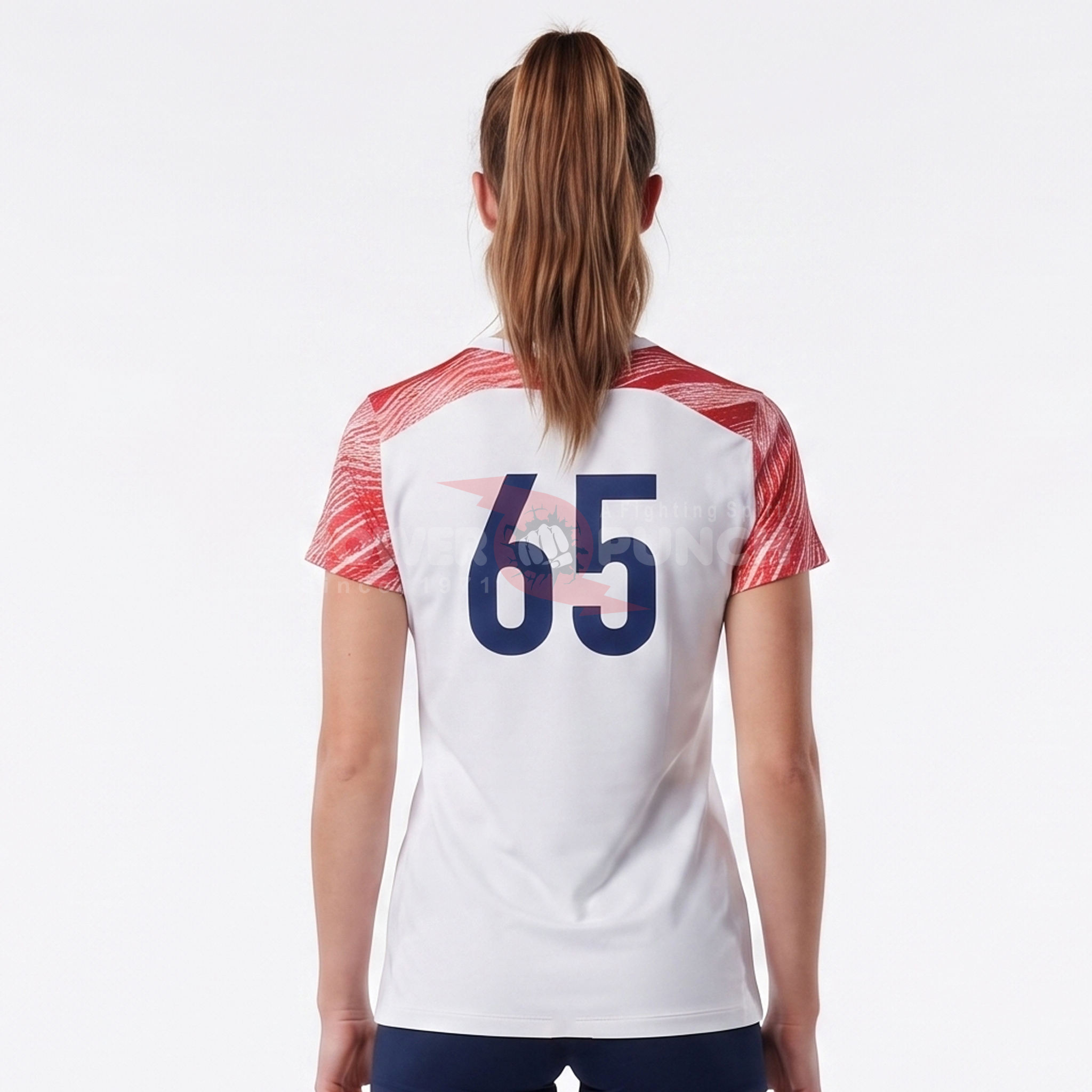 Power Punch Women x27 s Sublimated Volleyball Jersey Short Sleeve Crew Neck Volleyball Tee Shir - Angle 2