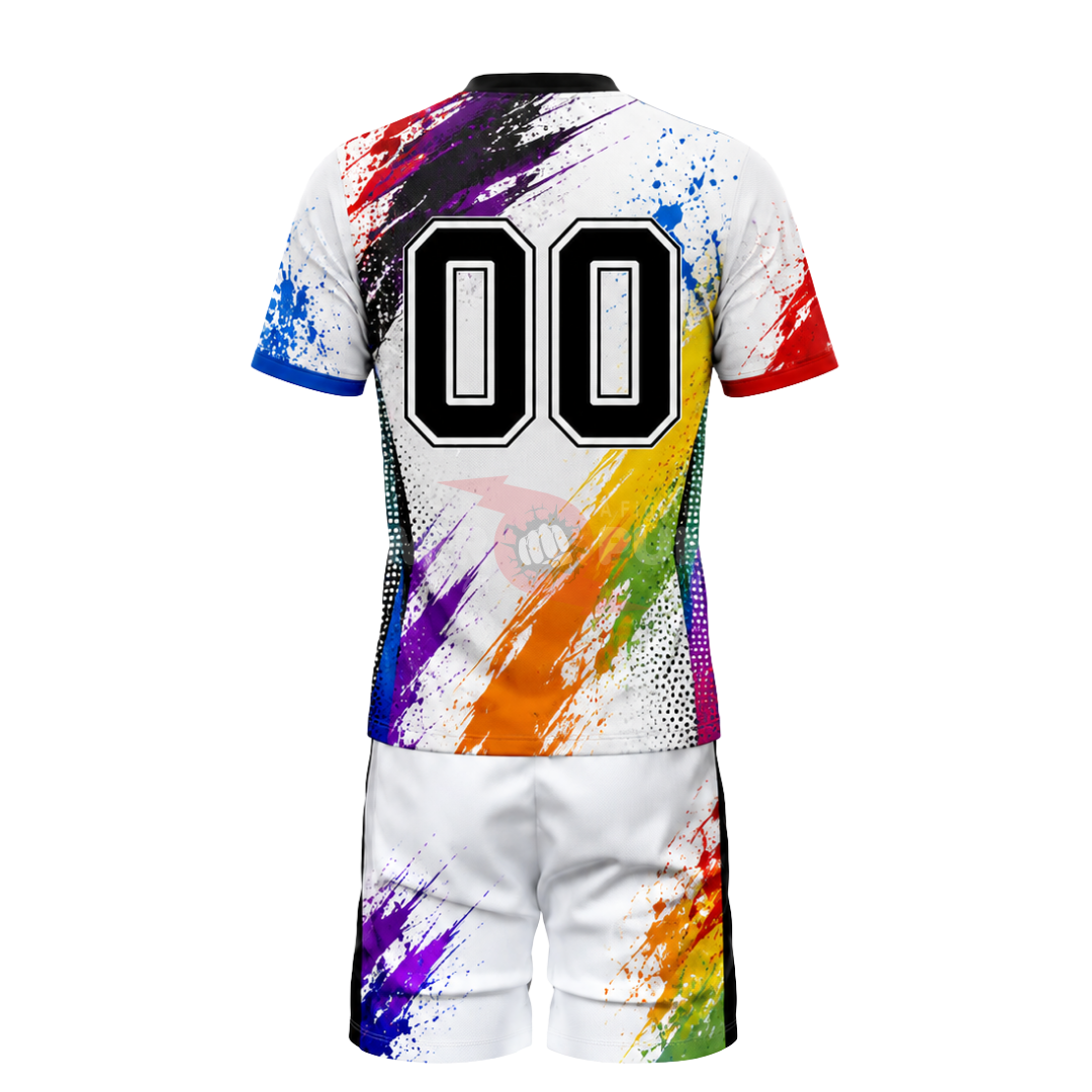 Power Punch Red White Sublimated Volleyball Jersey And Shorts Uniform Full Sleeve Team Sports A - Angle 3