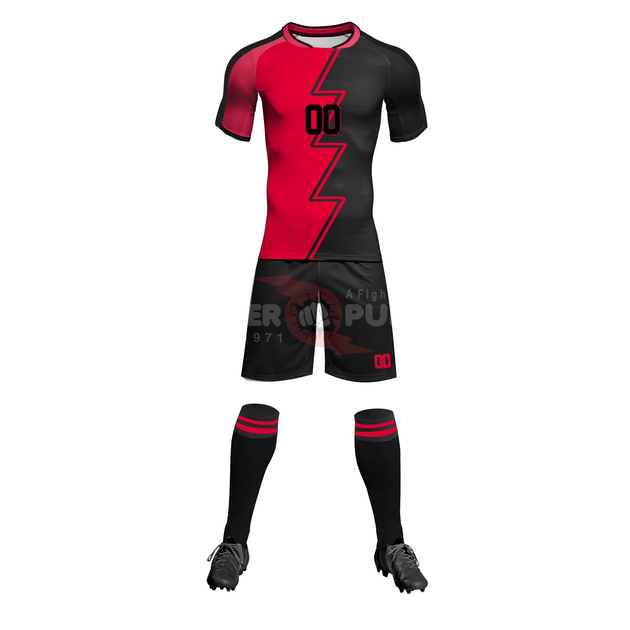 Power Punch Wholesale Soccer Customized Logo Printed soccer T-Shirts And Sublimation Jerssy uni - Angle 5