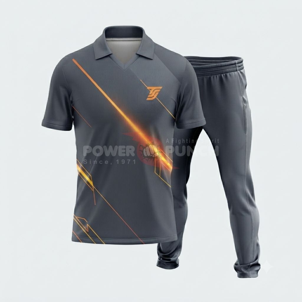 Power Punch Cricket Jersey and Trouser Uniform with Short Sleeve Elastic Waist Customizable Opt - Angle 4