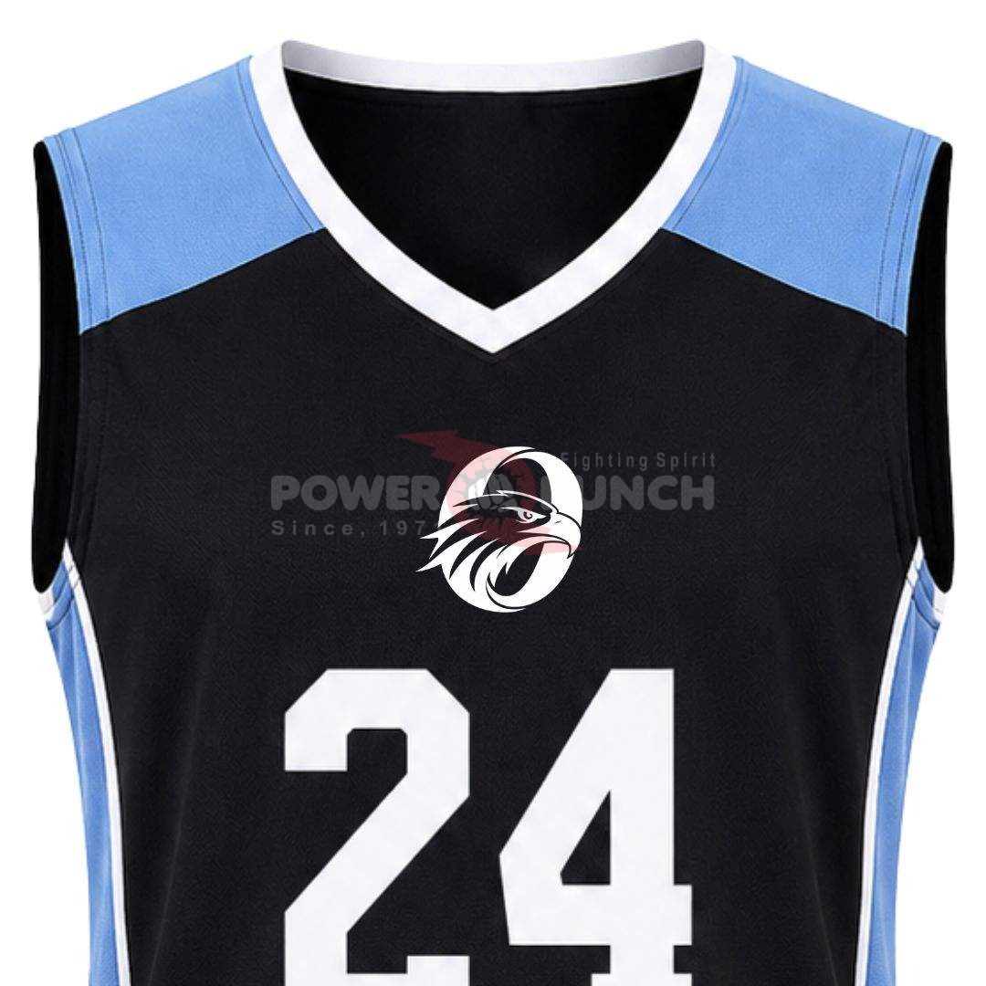 Power Punch Black White Basketball Uniform for Men Jersey and Shorts Lightweight Team Sports Se - Angle 3