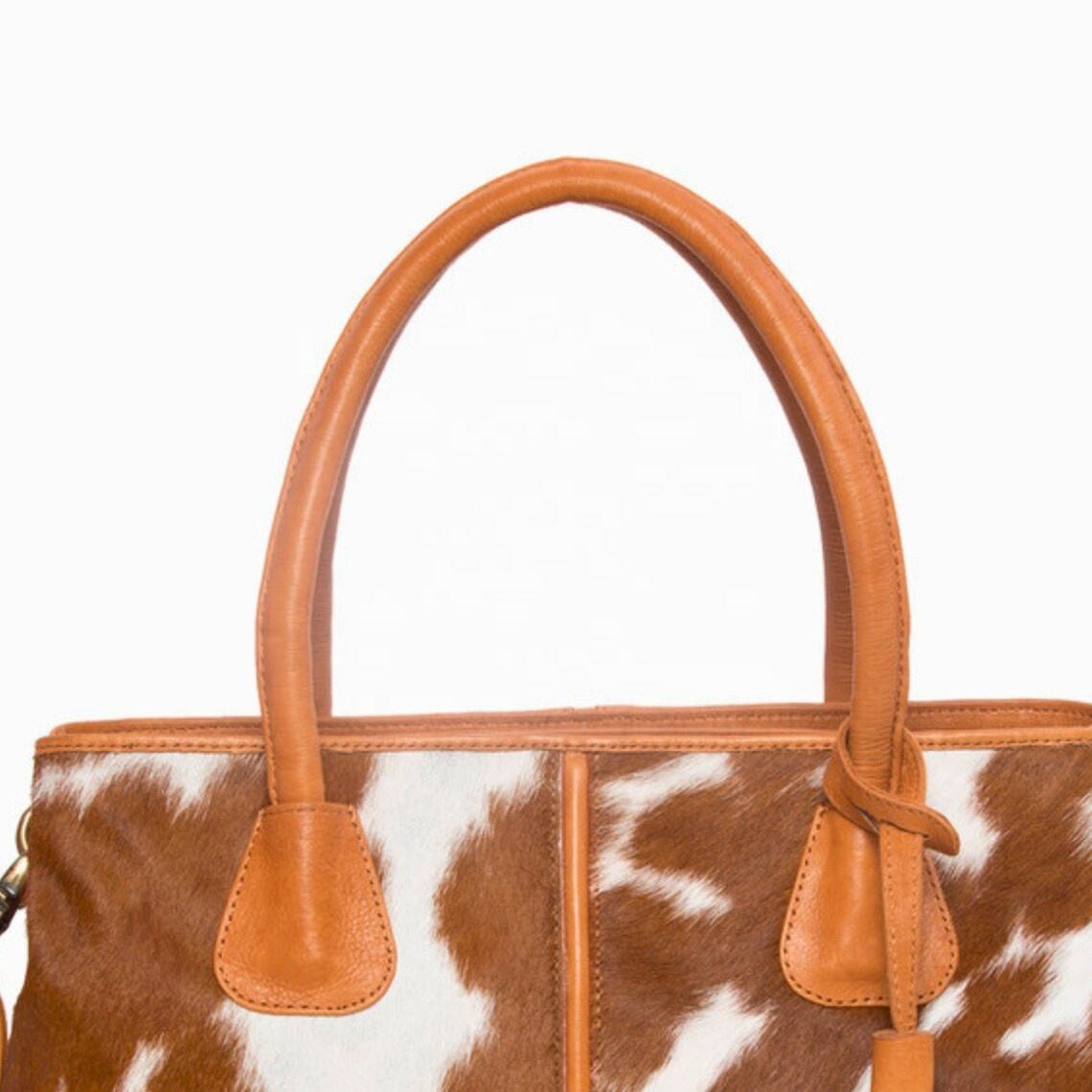 Power Punch Women's Large Tote Bag Cow Hair Design Genuine Leather PU Angle 3