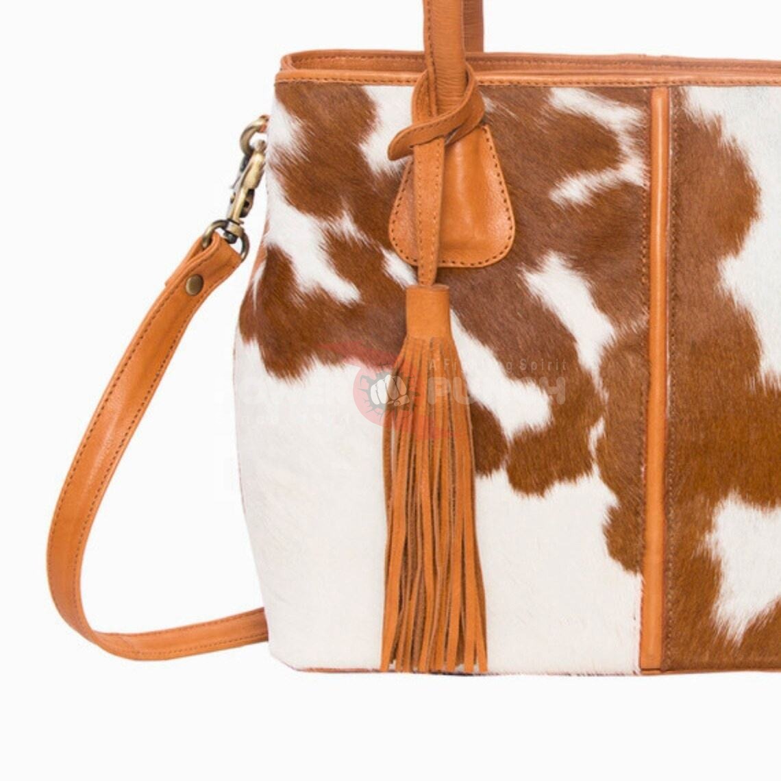 Power Punch Women's Large Tote Bag Cow Hair Design Genuine Leather PU Angle 4