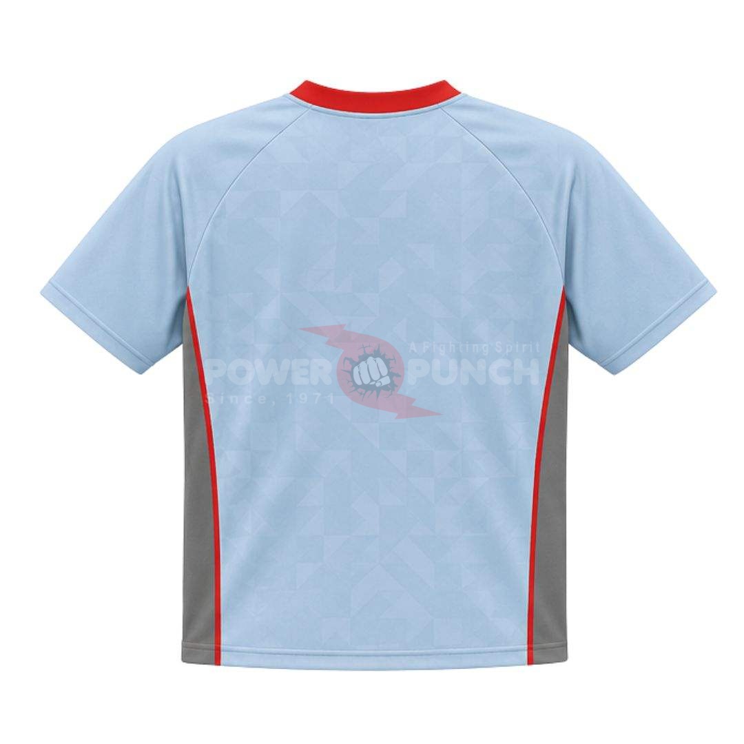Power Punch Light Blue Contrast Panel Lacrosse Jersey Men x27 s Short Sleeve Athletic Sports Sh - Angle 2