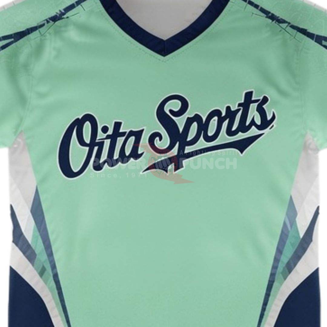 Power Punch Unisex Mint Green Navy Sublimated Lacrosse Uniform Set Lightweight Polyester Revers - Angle 5
