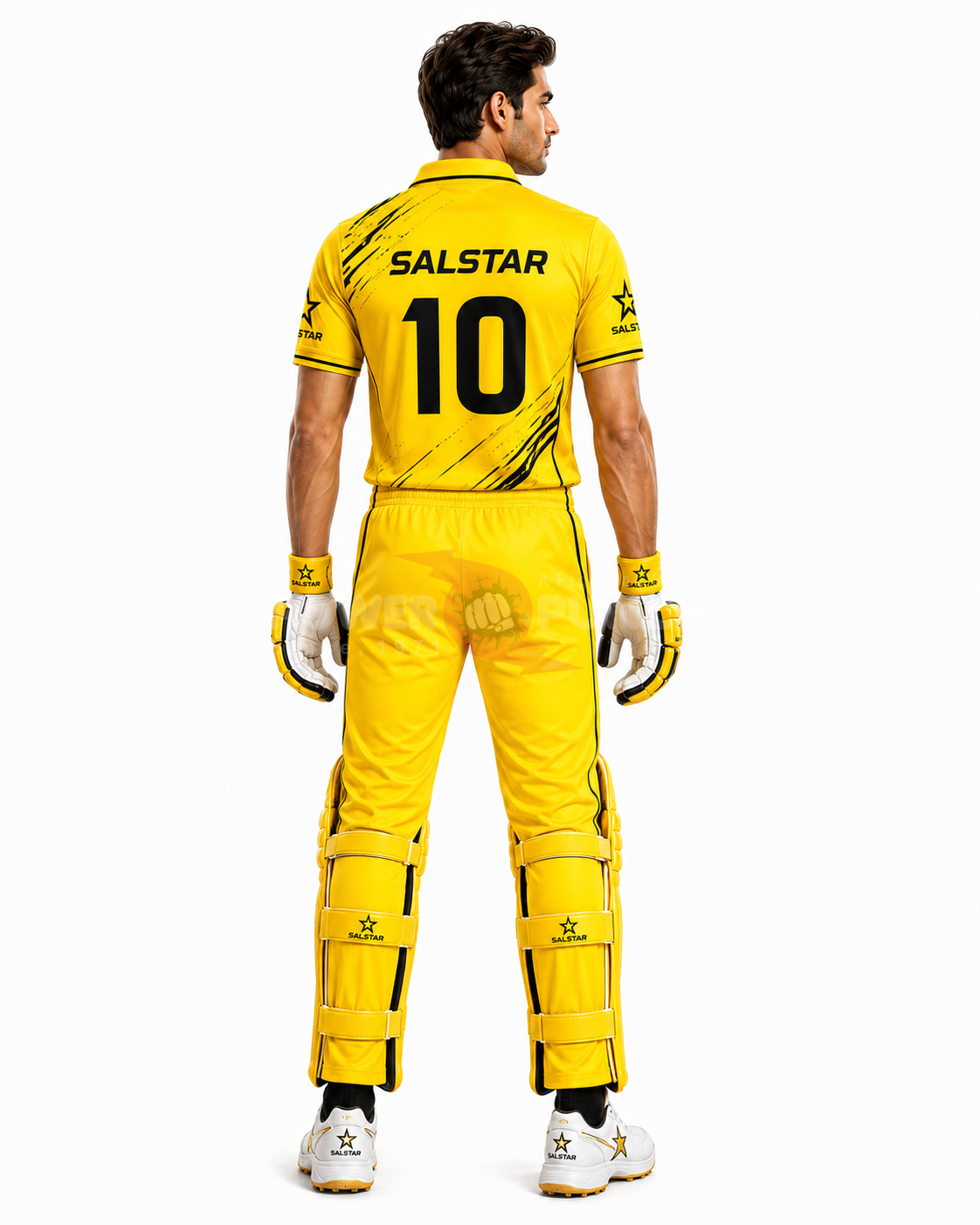 Power Punch Cricket Uniform Yellow Stylish and Breathable Fabric for Comfortable Wholesale Cust - Angle 3