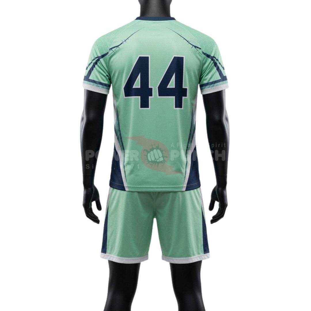 Power Punch Unisex Mint Green Navy Sublimated Lacrosse Uniform Set Lightweight Polyester Revers - Angle 2