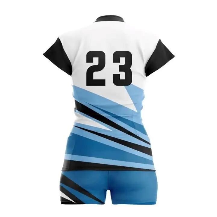 Power Punch Women Volleyball Uniform Set V-neck Short Sleeve Sublimated Breathable Fitted Jerse - Angle 3