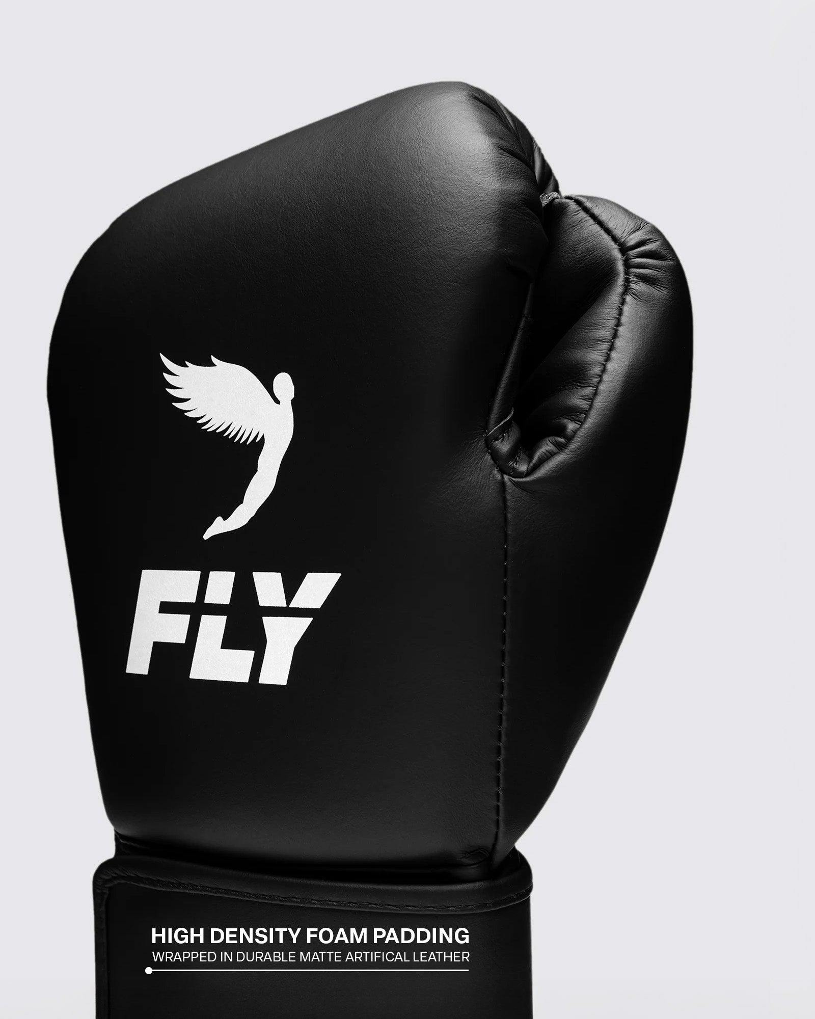 Power Punch RTS Black Fly Boxing Gloves High Quality Genuine Cowhide Leather Custom Angle 2