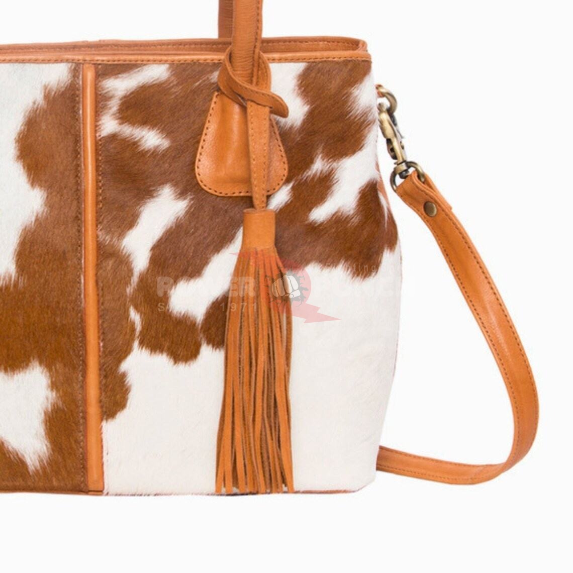 Power Punch Women's Large Tote Bag Cow Hair Design Genuine Leather PU Angle 5