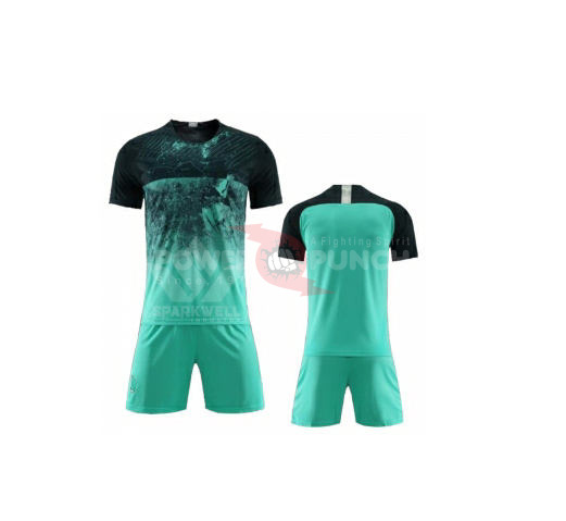 Power Punch Men x27 s Gradient Soccer Jersey Set V-Neck Short Sleeve Polyester Elastic Waist Qu - Angle 2