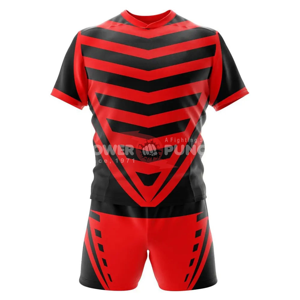 Power Punch 100 Polyester Made Pakistan Wholesale Rugby Uniform Sets for Team Premium Quality C - Angle 2