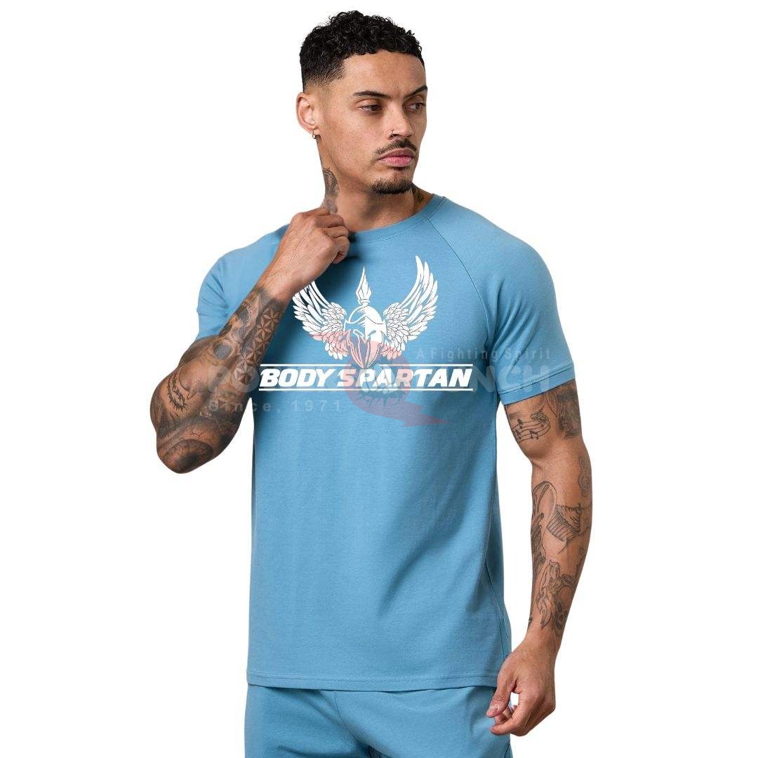 Power Punch Mens for Blue Performance Crew Neck T Shirt Short Sleeve Lightweight Breathable Eco
