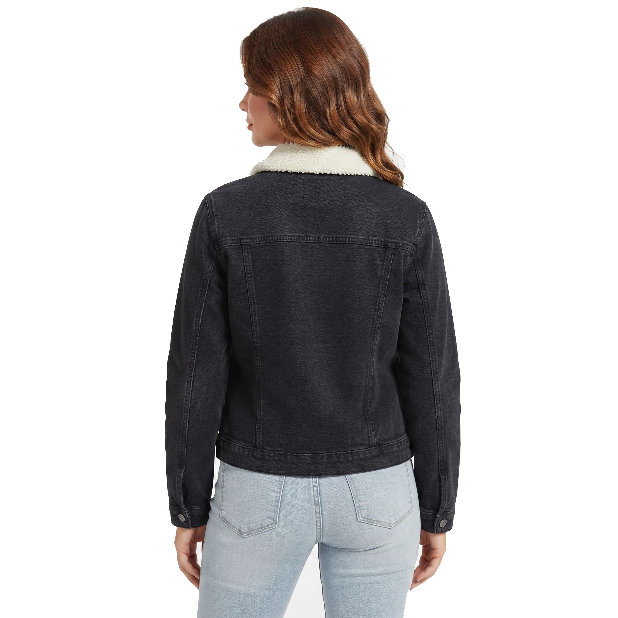 Power Punch Women Quilted Knitted Denim Jackets Casual Wear Single Breasted Blue Angle 5