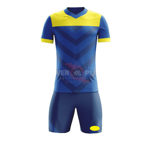 Power Punch Men x27 s Gradient Soccer Jersey Set V-Neck Short Sleeve Polyester Elastic Waist Qu - Angle 3