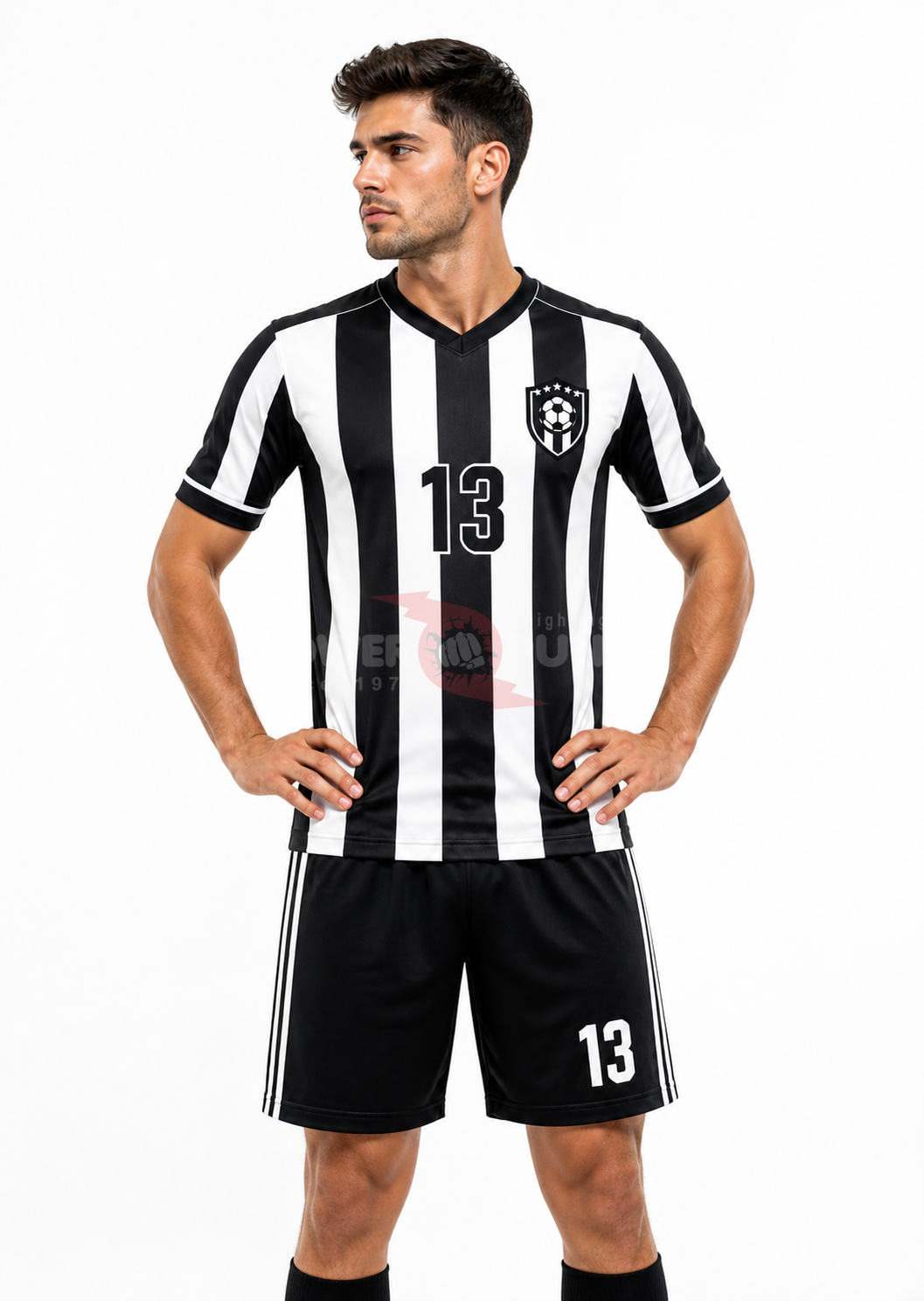 Power Punch Wholesale Men x27 s Adult Football Uniform Black Soccer Kit Custom Logo Sublimation - Angle 3