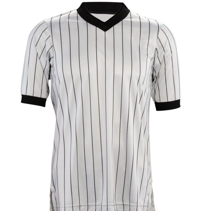 Power Punch Sublimation Striped Grey Pin Stripe V-Neck Referee Shirt Basketball Referee Shirt W