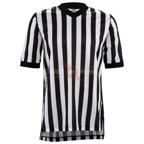 Power Punch Sublimation Striped Grey Pin Stripe V-Neck Referee Shirt Basketball Referee Shirt W - Angle 5